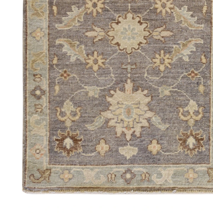 2'1" x 3'4" CHARCOAL AND BLUE PESHAWAR GEOMETRIC PAKISTANI RUG