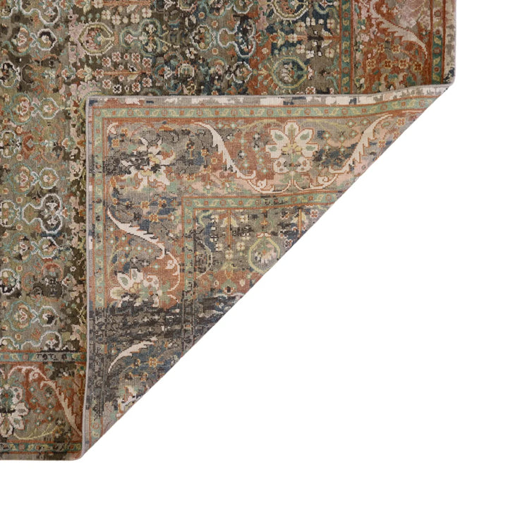 8' 0" x 10' 3" - TAN AND GREEN MODERN MODERN INDIAN RUG