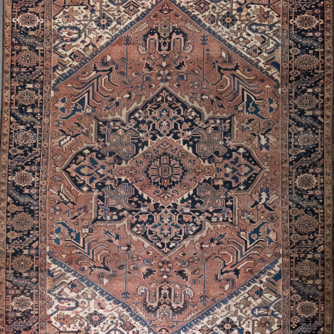 8' 9" x 11' 10" - NAVY AND RED HERIZ GEOMETRIC PERSIAN RUG ( 267 x 360 CM )