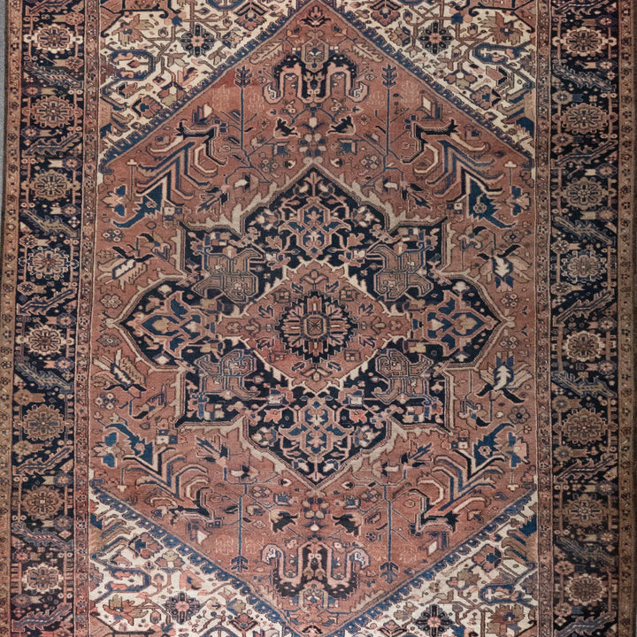 8' 9" x 11' 10" - NAVY AND RED HERIZ GEOMETRIC PERSIAN RUG ( 267 x 360 CM )