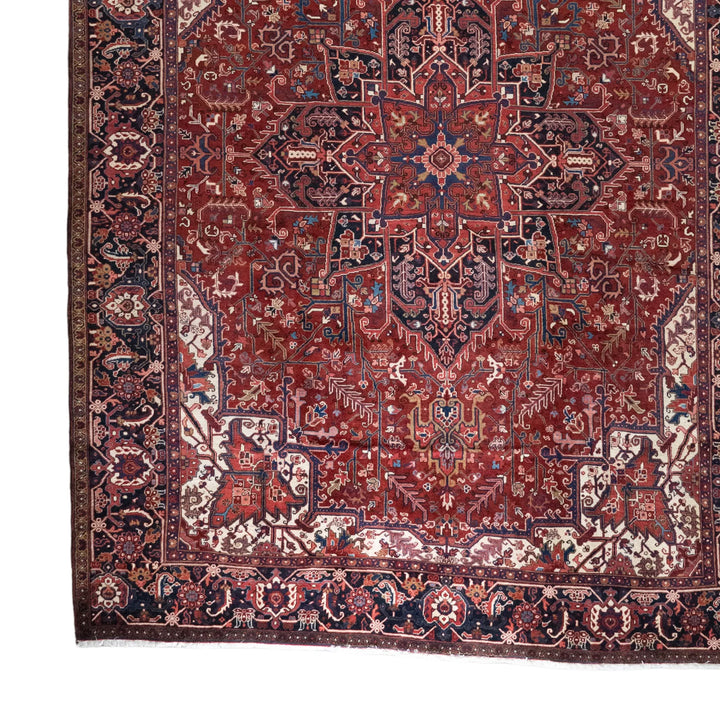 9' 7" x 12' 10" - RED AND NAVY HERIZ GEOMETRIC PERSIAN RUG ( 292 x 391 CM )