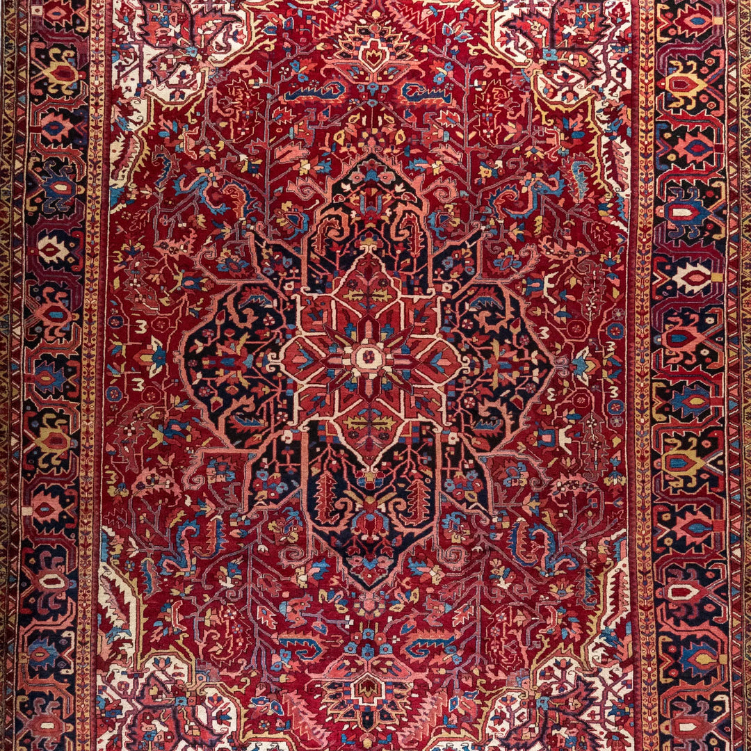 10' 0" x 12' 11" - NAVY AND RED HERIZ GEOMETRIC PERSIAN RUG ( 305 x 394 CM )