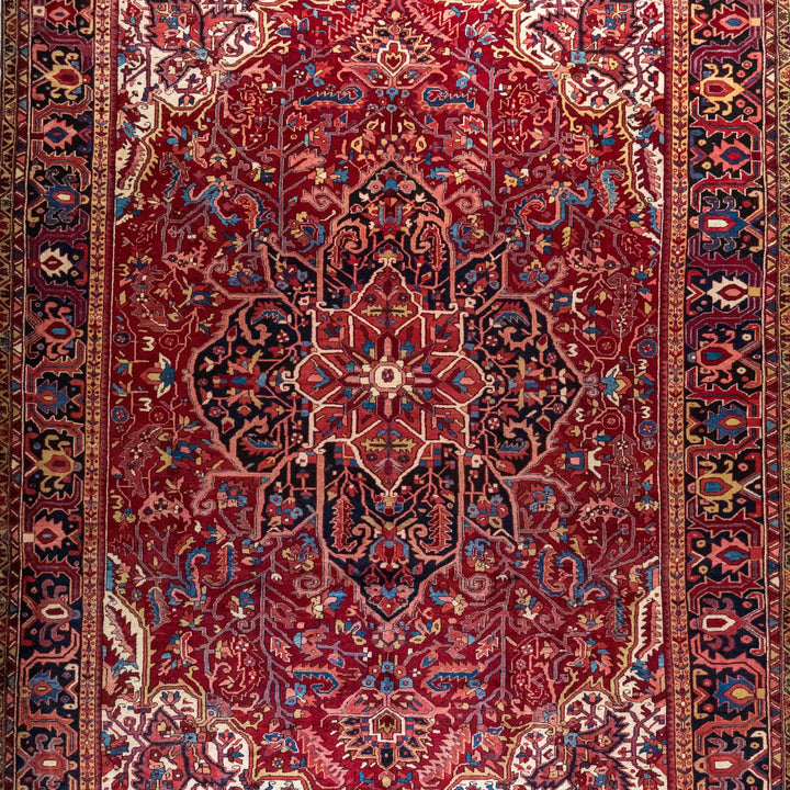 10' 0" x 12' 11" - NAVY AND RED HERIZ GEOMETRIC PERSIAN RUG ( 305 x 394 CM )