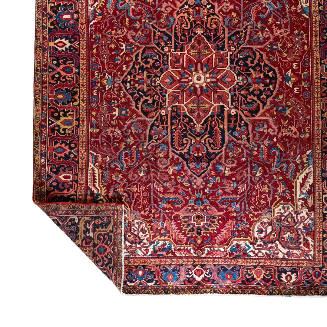 10' 0" x 12' 11" - NAVY AND RED HERIZ GEOMETRIC PERSIAN RUG ( 305 x 394 CM )