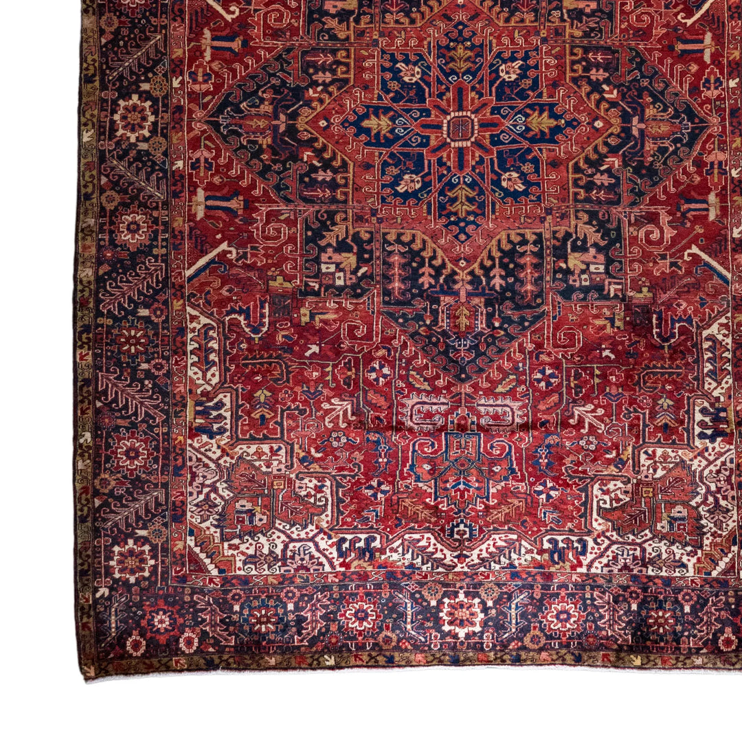 9' 5" x 13' 3" - NAVY AND RED HERIZ GEOMETRIC PERSIAN RUG ( 287 x 404 CM )