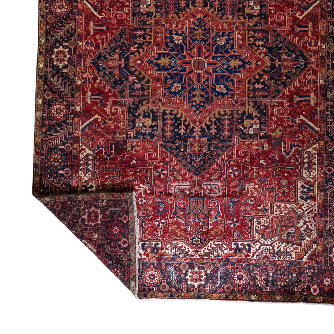 9' 5" x 13' 3" - NAVY AND RED HERIZ GEOMETRIC PERSIAN RUG ( 287 x 404 CM )