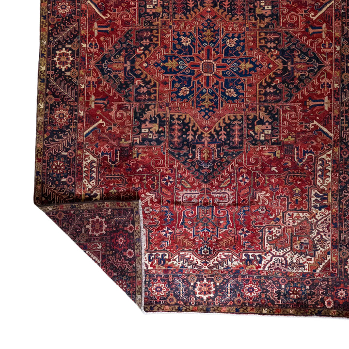 9' 5" x 13' 3" - NAVY AND RED HERIZ GEOMETRIC PERSIAN RUG ( 287 x 404 CM )