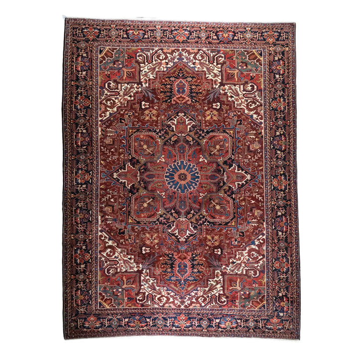 9' 10" x 13' 5" - NAVY AND NAVY HERIZ GEOMETRIC PERSIAN RUG ( 300 x 409 CM )