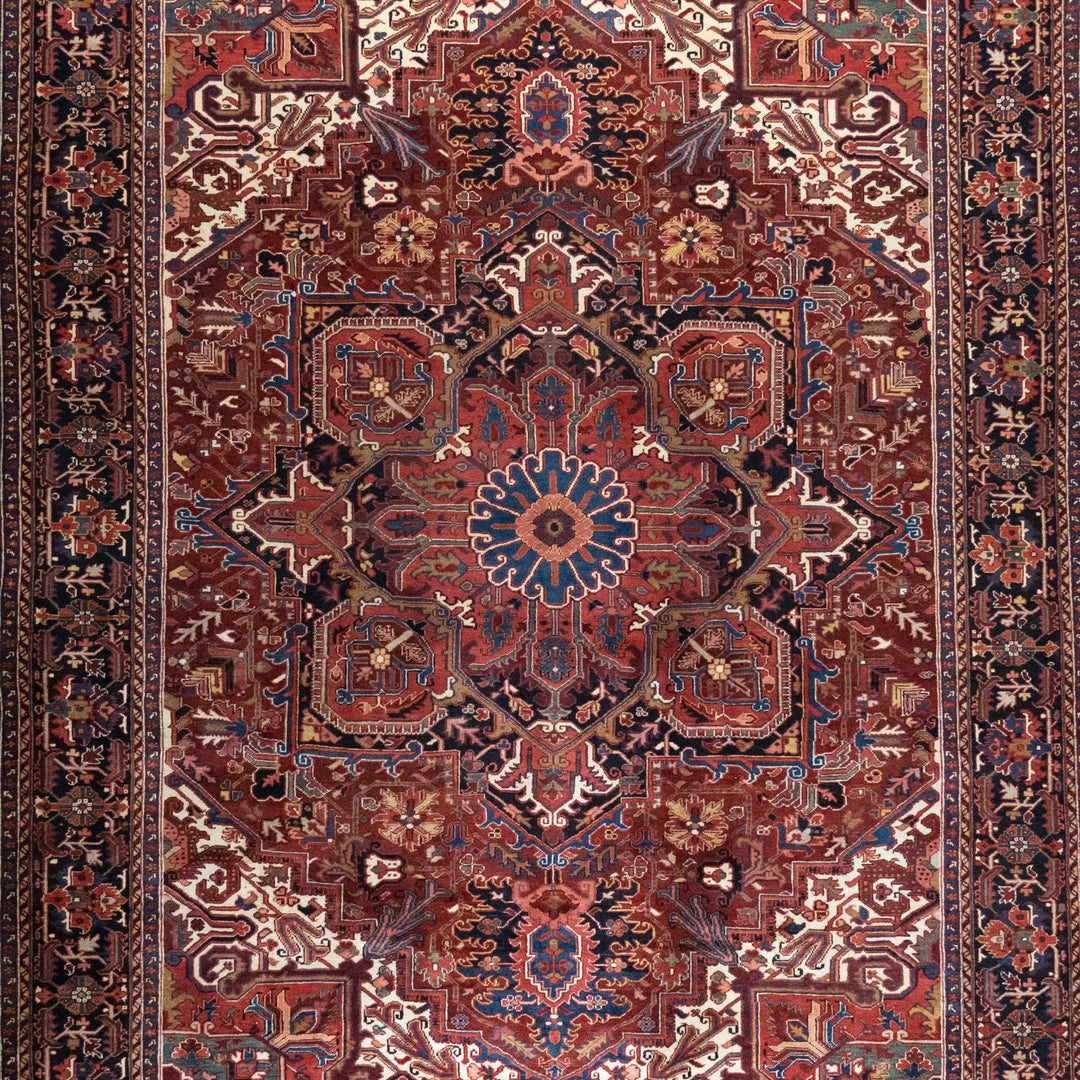 9' 10" x 13' 5" - NAVY AND NAVY HERIZ GEOMETRIC PERSIAN RUG ( 300 x 409 CM )