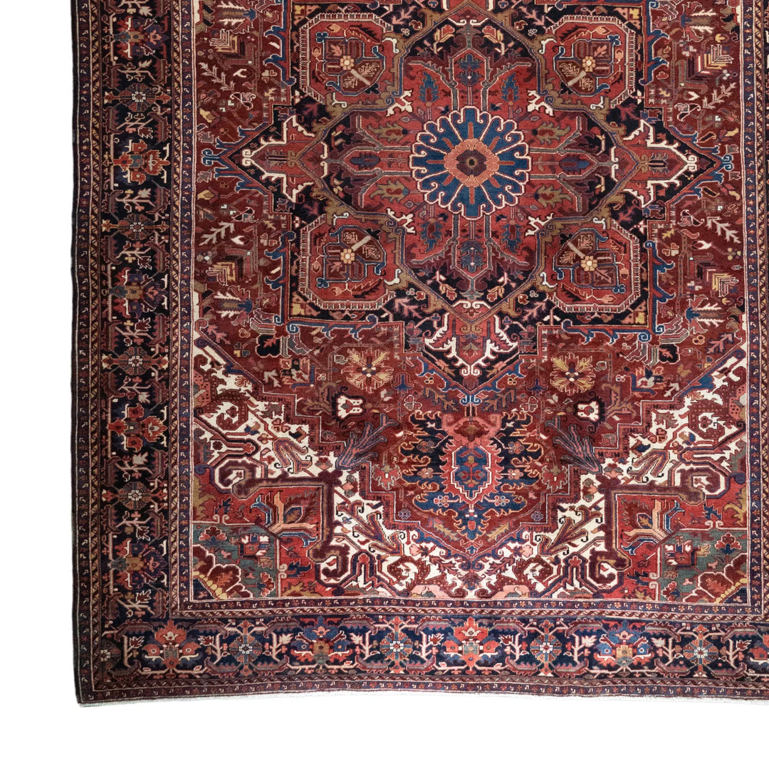 9' 10" x 13' 5" - NAVY AND NAVY HERIZ GEOMETRIC PERSIAN RUG ( 300 x 409 CM )