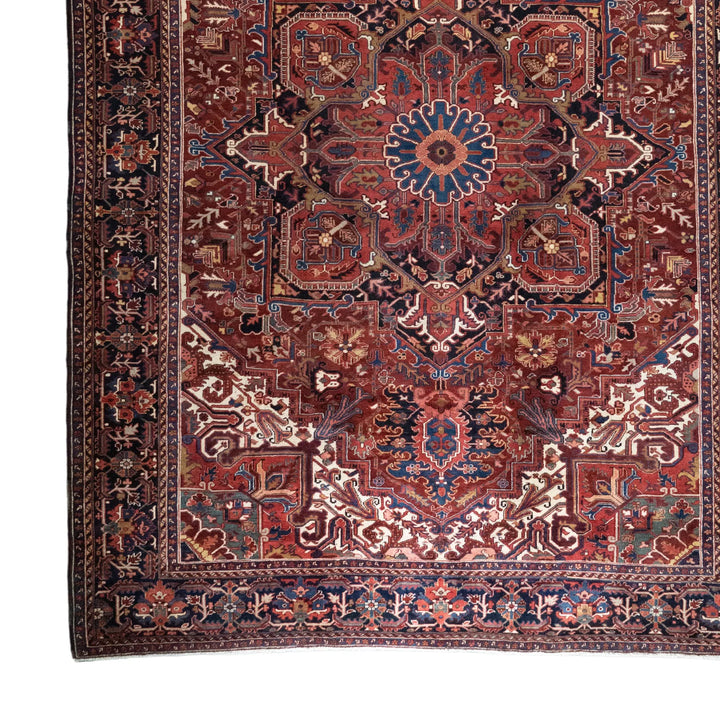 9' 10" x 13' 5" - NAVY AND NAVY HERIZ GEOMETRIC PERSIAN RUG ( 300 x 409 CM )