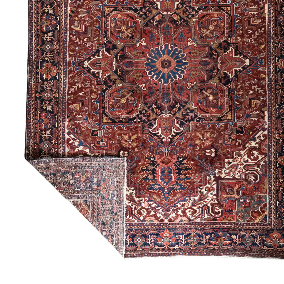 9' 10" x 13' 5" - NAVY AND NAVY HERIZ GEOMETRIC PERSIAN RUG ( 300 x 409 CM )