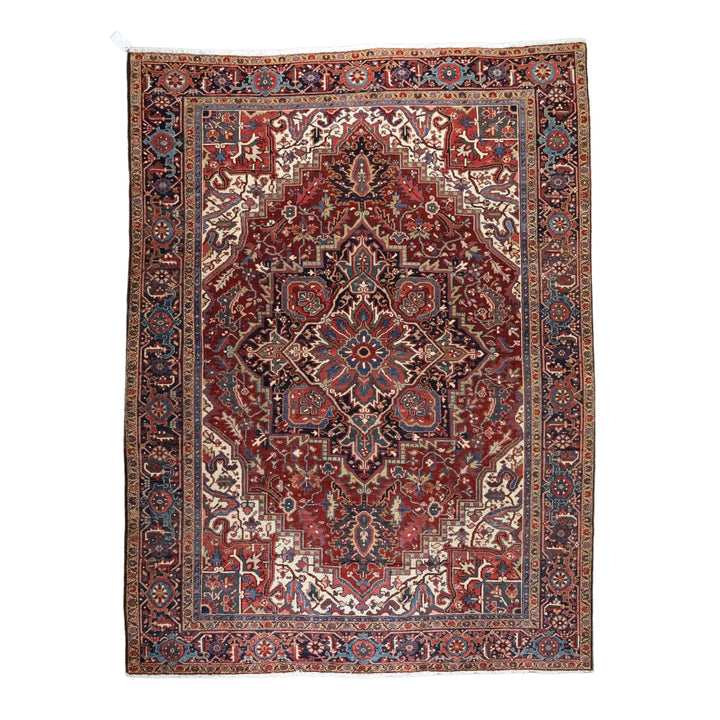 8' 2" x 10' 10" - NAVY AND RED HERIZ GEOMETRIC PERSIAN RUG ( 249 x 330 CM )