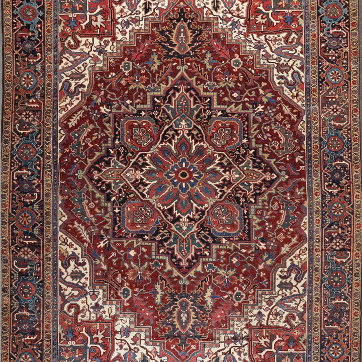8' 2" x 10' 10" - NAVY AND RED HERIZ GEOMETRIC PERSIAN RUG ( 249 x 330 CM )