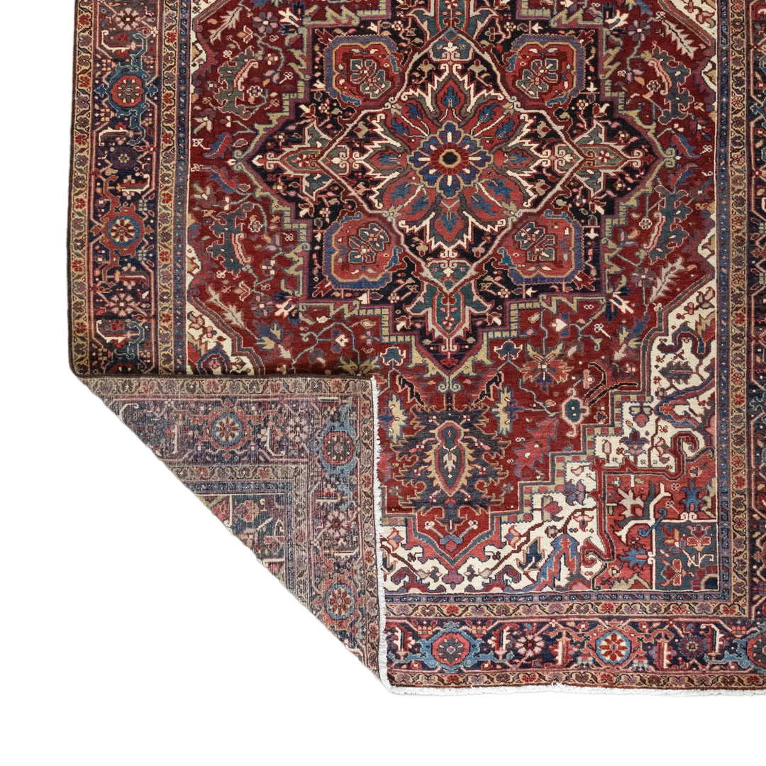 8' 2" x 10' 10" - NAVY AND RED HERIZ GEOMETRIC PERSIAN RUG ( 249 x 330 CM )
