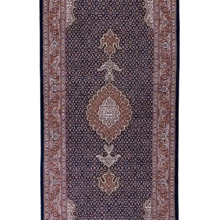 2' 7" x 6' 7" - NAVY AND ROSE TABRIZ FISH DESIGN PERSIAN RUG ( 79 x 200 CM )