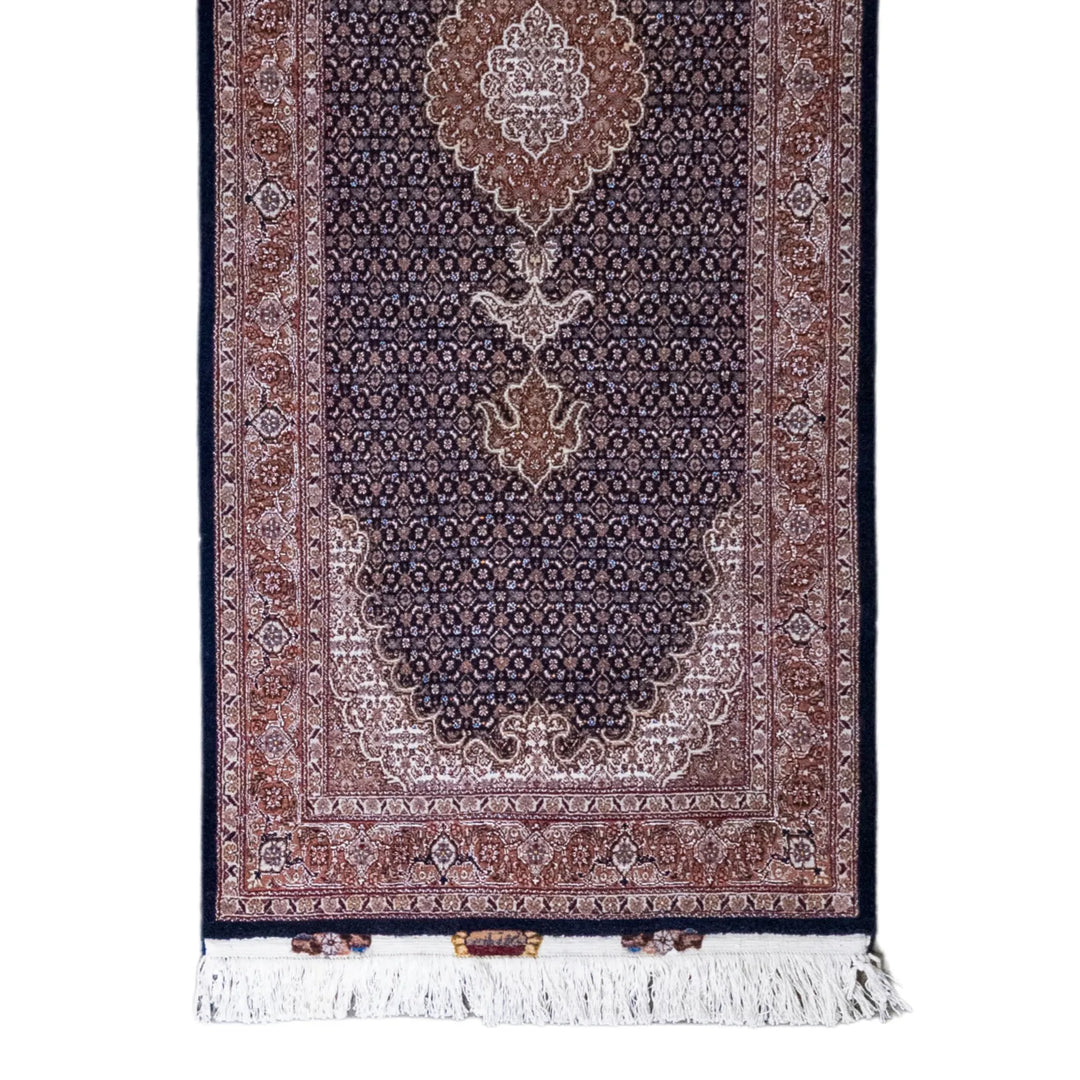 2' 7" x 6' 7" - NAVY AND ROSE TABRIZ FISH DESIGN PERSIAN RUG ( 79 x 200 CM )