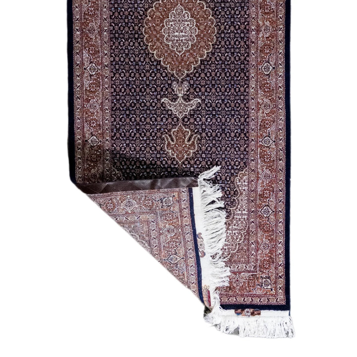 2' 7" x 6' 7" - NAVY AND ROSE TABRIZ FISH DESIGN PERSIAN RUG ( 79 x 200 CM )