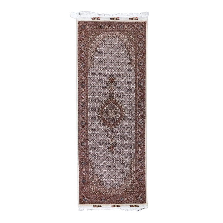 2' 7" x 6' 11" - BEIGE AND ROSE TABRIZ FISH DESIGN PERSIAN RUG ( 79 x 211 CM )