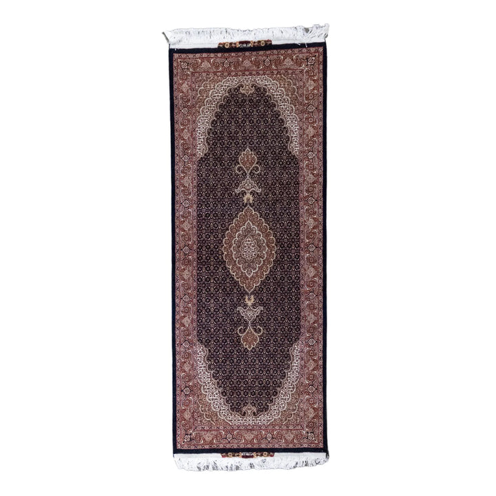 2' 7" x 6' 8" - NAVY AND ROSE TABRIZ FISH DESIGN PERSIAN RUG ( 79 x 203 CM )