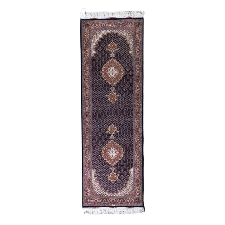 2' 9" x 8' 2" - BEIGE AND ROSE TABRIZ FISH DESIGN PERSIAN RUG ( 84 x 249 CM )