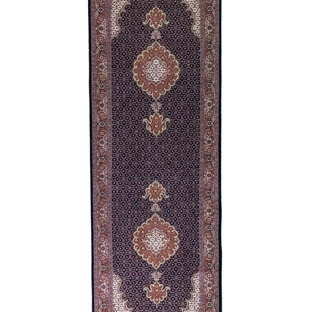 2' 9" x 8' 2" - BEIGE AND ROSE TABRIZ FISH DESIGN PERSIAN RUG ( 84 x 249 CM )