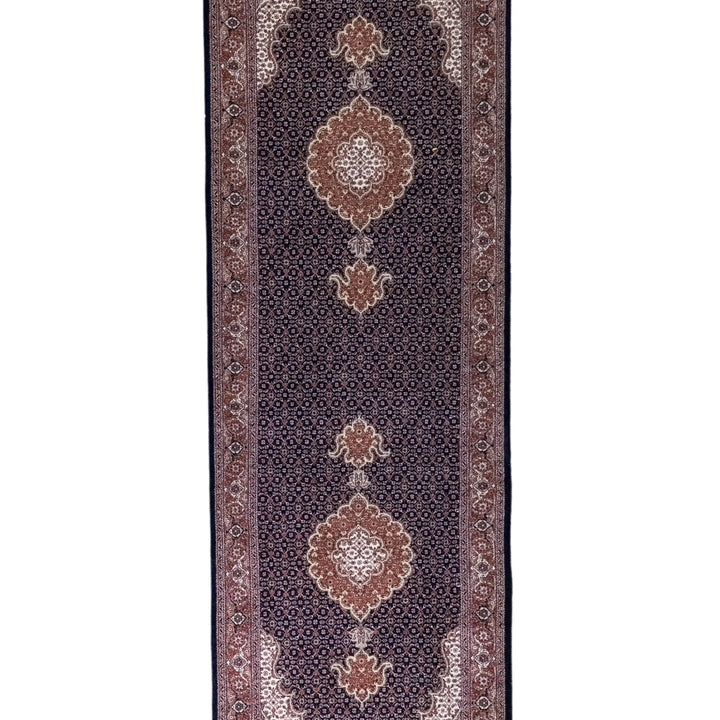 2' 9" x 8' 2" - BEIGE AND ROSE TABRIZ FISH DESIGN PERSIAN RUG ( 84 x 249 CM )