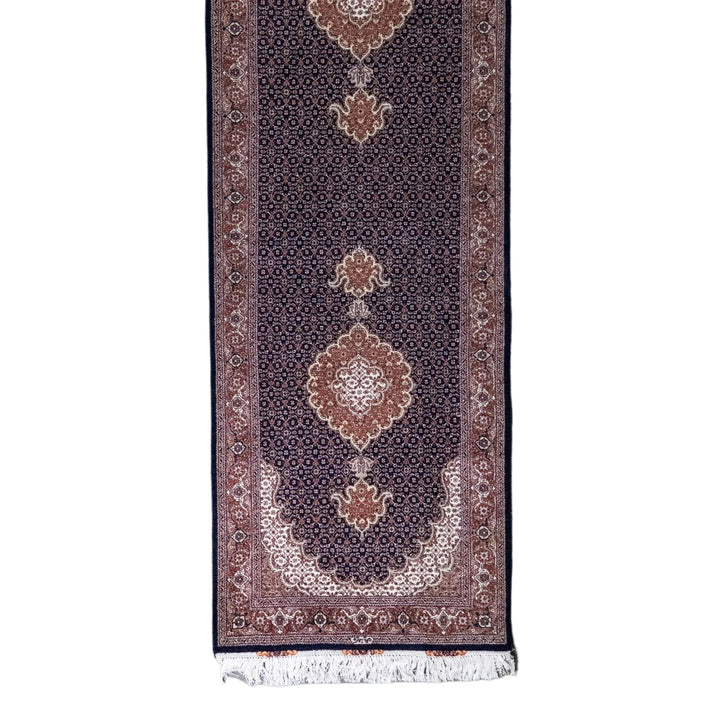 2' 9" x 8' 2" - BEIGE AND ROSE TABRIZ FISH DESIGN PERSIAN RUG ( 84 x 249 CM )