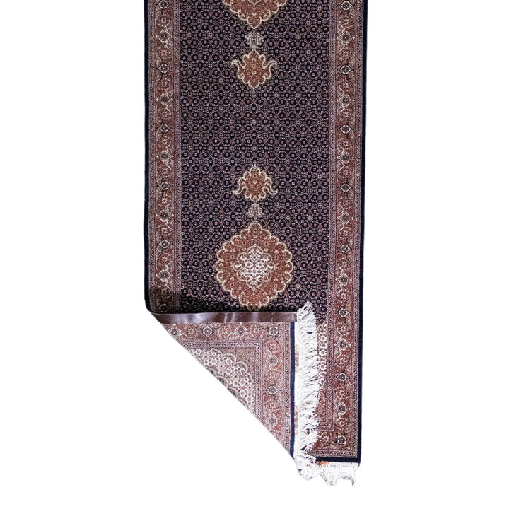 2' 9" x 8' 2" - BEIGE AND ROSE TABRIZ FISH DESIGN PERSIAN RUG ( 84 x 249 CM )