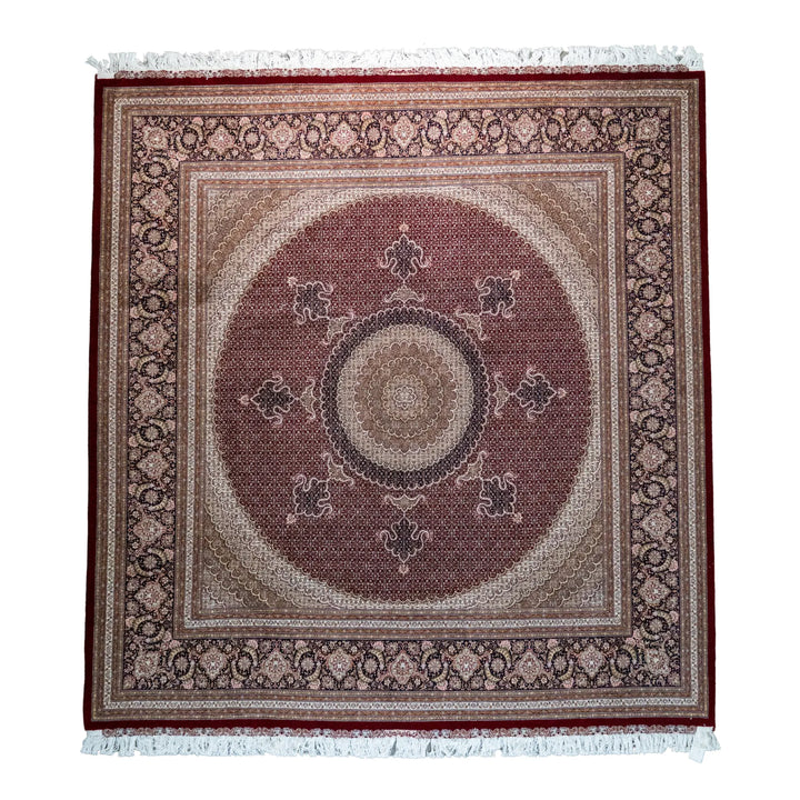 8' 4" x 9' 1" - BEIGE AND ROSE TABRIZ FISH DESIGN PERSIAN RUG ( 254 x 277 CM )