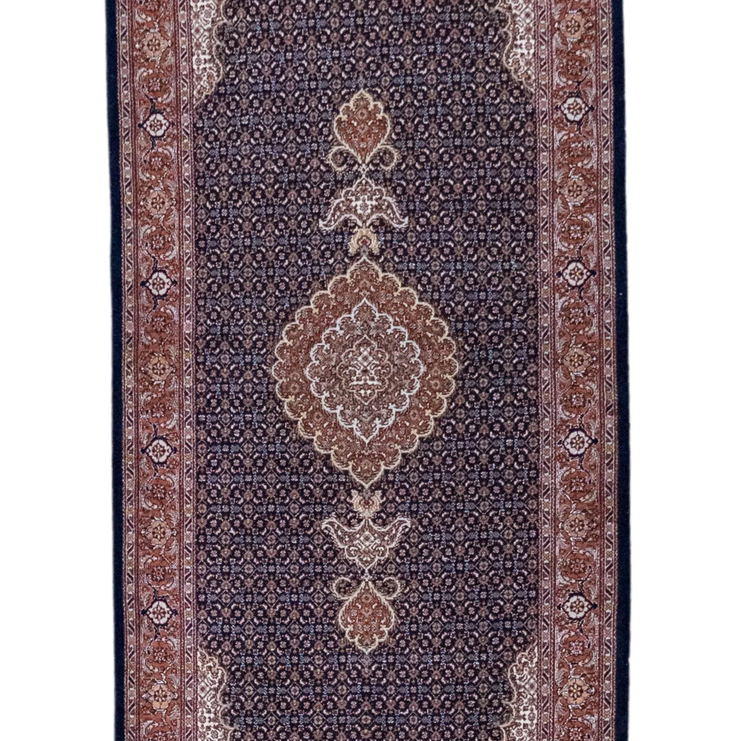 2' 9" x 6' 9" - MULTICOLOR AND ROSE TABRIZ FISH DESIGN PERSIAN RUG ( 84 x 206 CM )