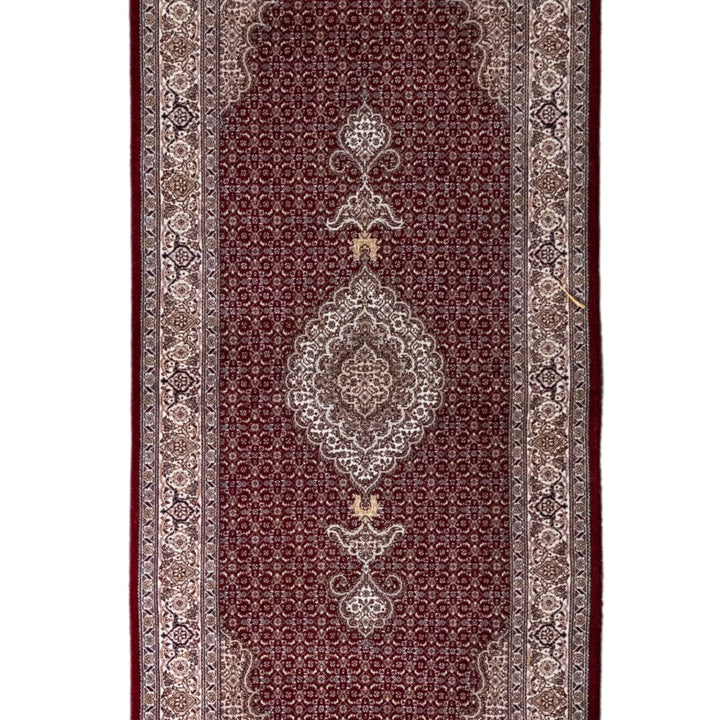 2' 7" x 6' 7" - RED AND BEIGE TABRIZ FISH DESIGN PERSIAN RUG ( 79 x 200 CM )
