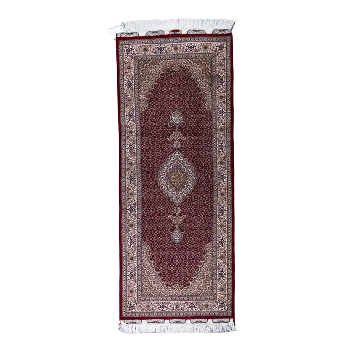 2' 8" x 6' 8" - RED AND BEIGE TABRIZ FISH DESIGN PERSIAN RUG ( 81 x 203 CM )