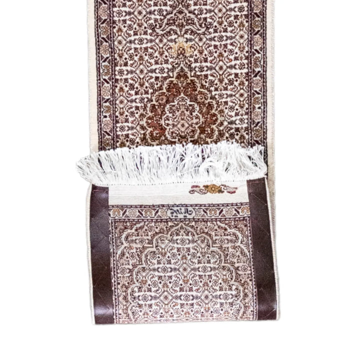 1' 3" x 4' 8" - BEIGE AND GRAY TABRIZ FISH DESIGN PERSIAN RUG ( 38 x 142 CM )