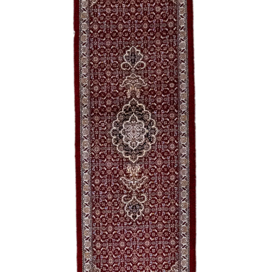 1' 3" x 4' 7" - RED AND BEIGE TABRIZ FISH DESIGN PERSIAN RUG ( 38 x 140 CM )