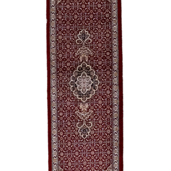 1' 3" x 4' 7" - RED AND BEIGE TABRIZ FISH DESIGN PERSIAN RUG ( 38 x 140 CM )