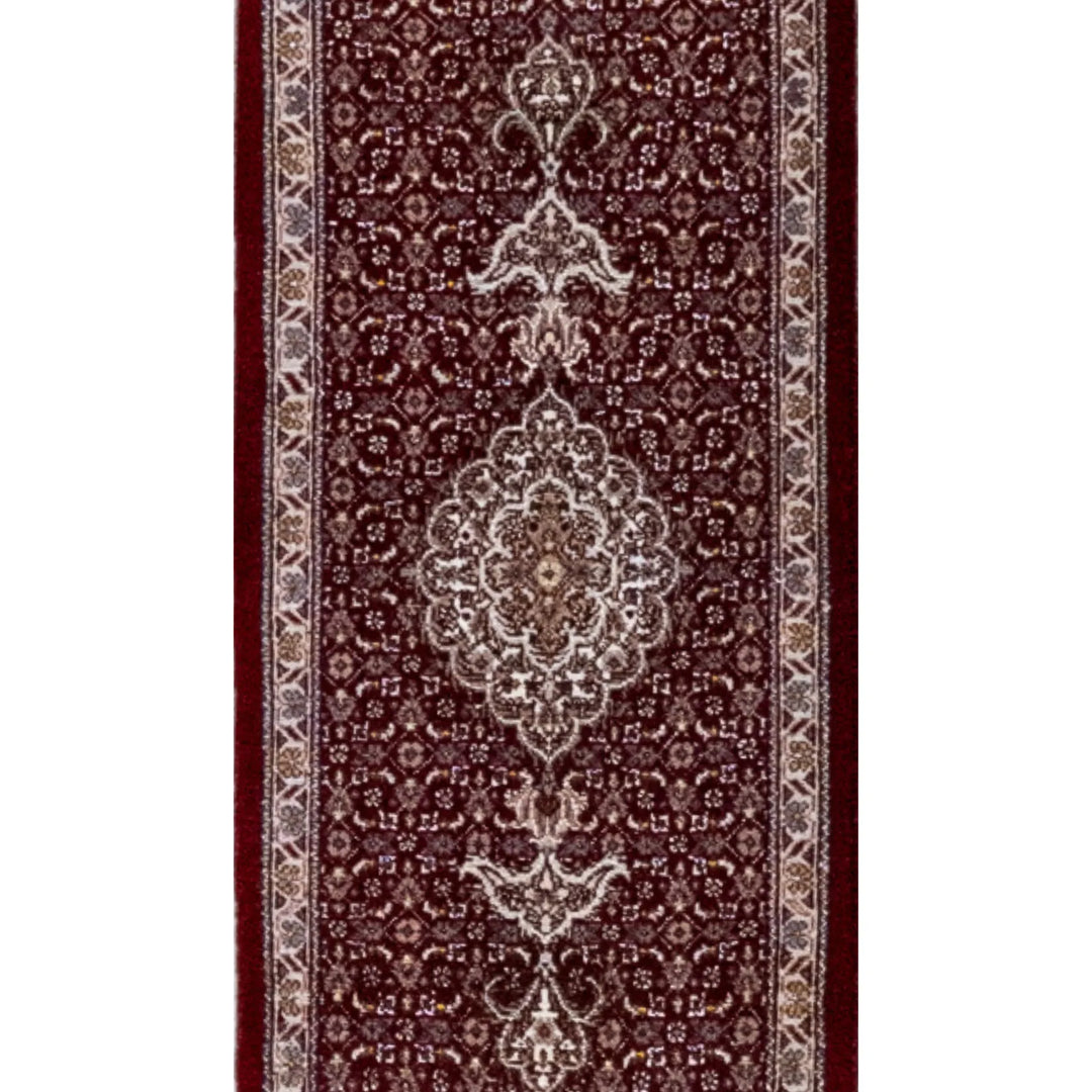 1' 2" x 4' 6" - RED AND BEIGE TABRIZ FISH DESIGN PERSIAN RUG ( 35 x 137 CM )