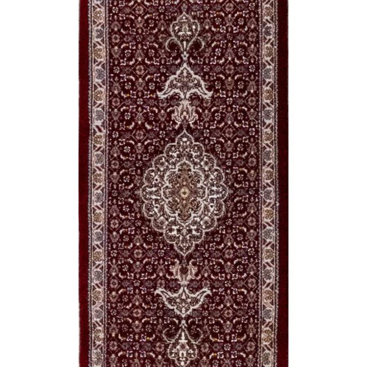1' 2" x 4' 6" - RED AND BEIGE TABRIZ FISH DESIGN PERSIAN RUG ( 35 x 137 CM )