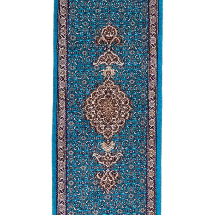 1' 3" x 4' 8" - GREEN AND GRAY TABRIZ FISH DESIGN PERSIAN RUG ( 38 x 142 CM )