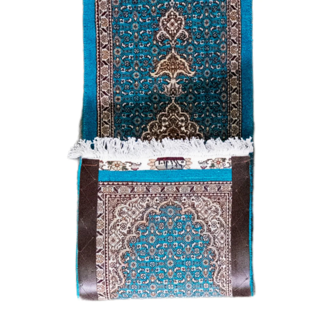 1' 2" x 4' 6" - GREEN AND BEIGE TABRIZ FISH DESIGN PERSIAN RUG ( 35 x 137 CM )