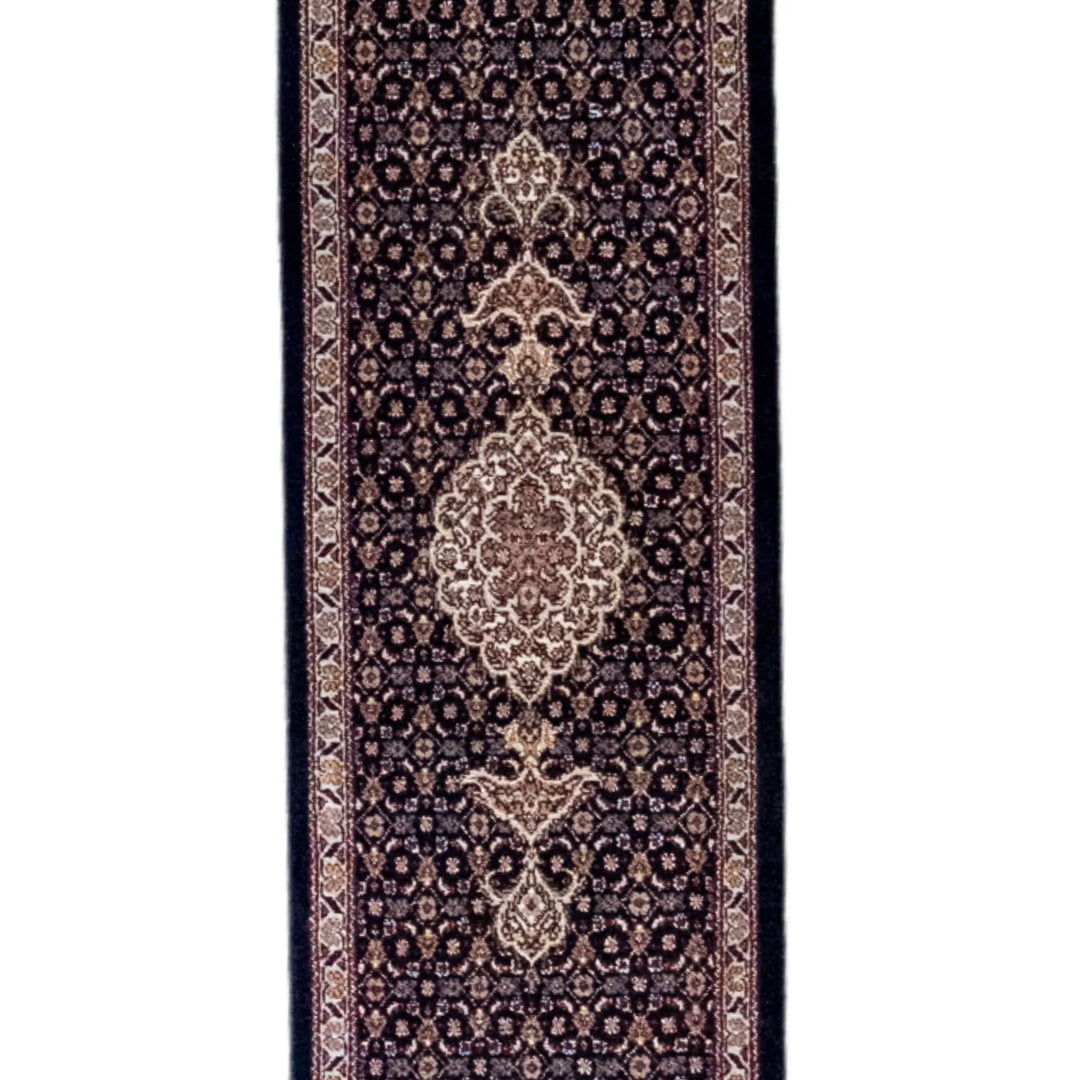 1' 1" x 4' 6" - NAVY AND GRAY TABRIZ FISH DESIGN PERSIAN RUG ( 33 x 137 CM )