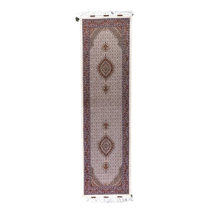 2' 9" x 9' 10" - MULTICOLOR AND ROSE TABRIZ FISH DESIGN PERSIAN RUG ( 84 x 300 CM )