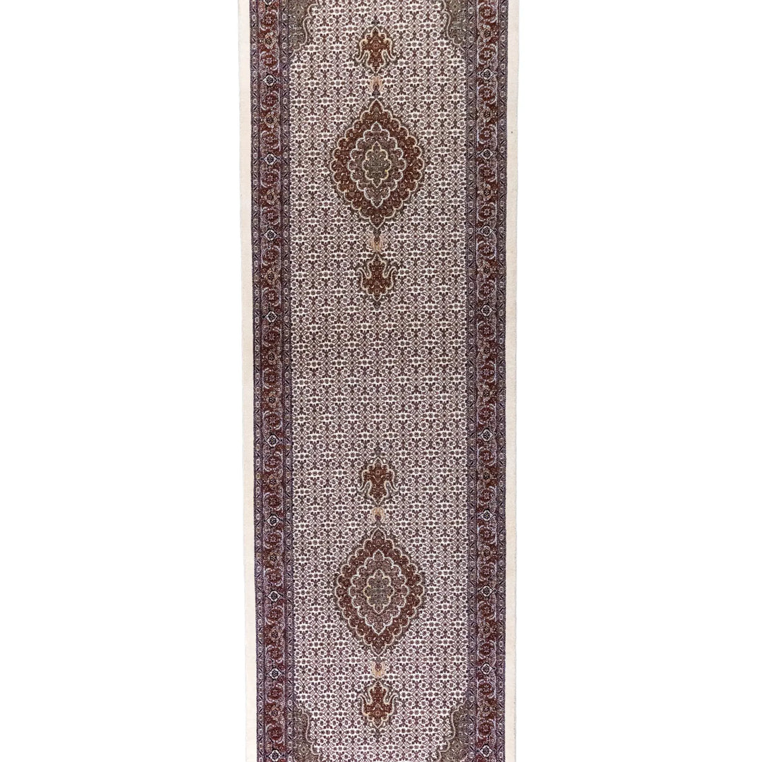 2' 9" x 9' 10" - MULTICOLOR AND ROSE TABRIZ FISH DESIGN PERSIAN RUG ( 84 x 300 CM )