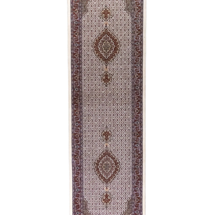 2' 9" x 9' 10" - MULTICOLOR AND ROSE TABRIZ FISH DESIGN PERSIAN RUG ( 84 x 300 CM )