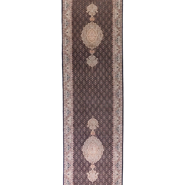 2' 7" x 11' 6" - NAVY AND GRAY TABRIZ FISH DESIGN PERSIAN RUG ( 79 x 350 CM )