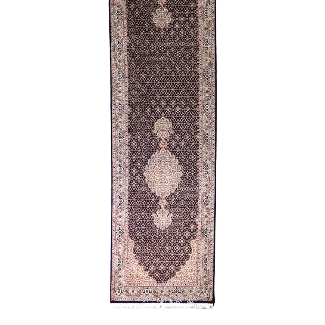 2' 7" x 11' 6" - NAVY AND GRAY TABRIZ FISH DESIGN PERSIAN RUG ( 79 x 350 CM )