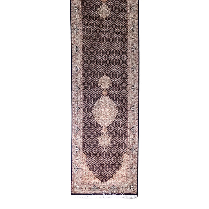 2' 7" x 11' 6" - NAVY AND GRAY TABRIZ FISH DESIGN PERSIAN RUG ( 79 x 350 CM )