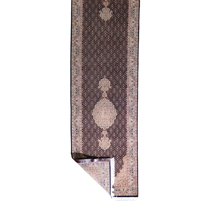 2' 7" x 11' 6" - NAVY AND GRAY TABRIZ FISH DESIGN PERSIAN RUG ( 79 x 350 CM )