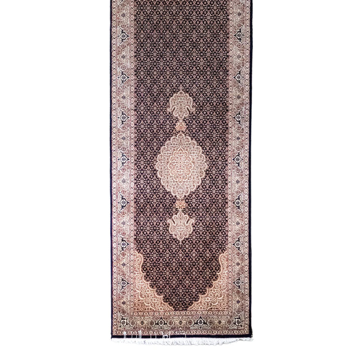 2' 7" x 11' 5" - NAVY AND GREEN TABRIZ FISH DESIGN PERSIAN RUG ( 79 x 348 CM )