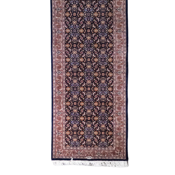 2' 9" x 11' 3" - NAVY AND ROSE TABRIZ FISH DESIGN PERSIAN RUG ( 84 x 343 CM )
